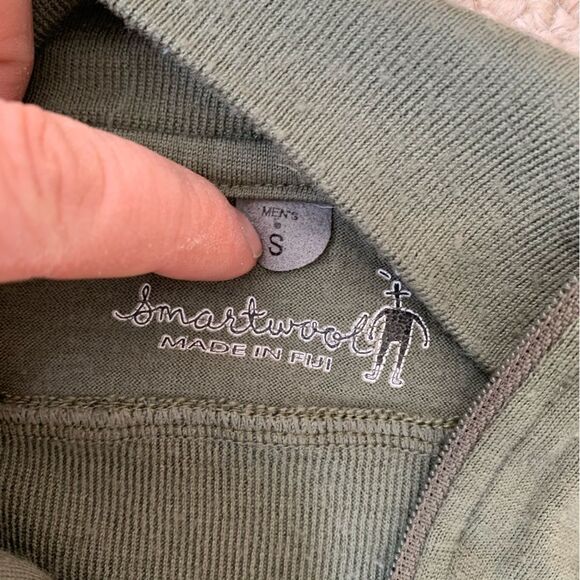 Smartwool Quarter Zip Sage Green Merino Wool Pullover sz Small PWM1 - Picture 7 of 8